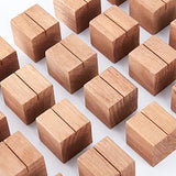 OLYCRAFT 20 Pcs Wood Place Card Holders Pine Wood Table Number Stands Saddle Brown Square Table Sign Stands for Wedding Dinner Home Party Events OLYCRAFT