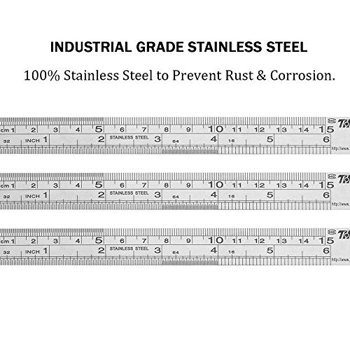 Ruler Metal Straight Edge Ruler Stainless Steel Ruler 6 Inch Ruler Set Rulers Bulk 12 Pack - WoodArtSupply