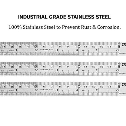 Ruler Metal Straight Edge Ruler Stainless Steel Ruler 6 Inch Ruler Set Rulers Bulk 12 Pack - WoodArtSupply