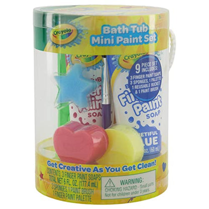 Crayola Bath Tub Mini Paint Set - Brushes, Sponges,& Wash Away Finger Paints - WoodArtSupply