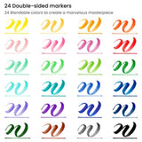 ARTEZA Kids Dual Tip Washable Markers, 24 Bright Colors, Marker Pens with Ultra Fine and Brush Tip, School Supplies for Kids Ages 3 and Up ARTEZA