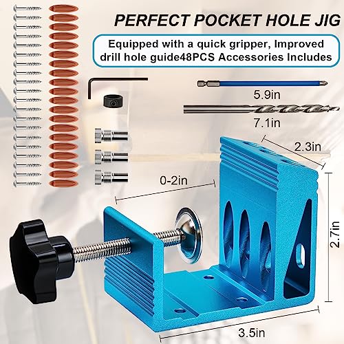 Pocket Hole Jig Kit with 3 Drill Hole Guide Pocket Drill Hole System with 15 Degree Joint Angle Tool Portable Pocket Joinery Screw Kit DIY EUASOO