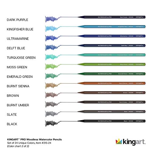 Kingart Woodless Pencil Set 24/Pkg-Watercolor