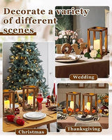 Huquary 24 Pcs Wooden Candle Lantern Bulk Wedding Lantern Centerpiece Includes 12 Farmhouse Wooden Candle Holder and 12 Flameless Decorative Led Huquary
