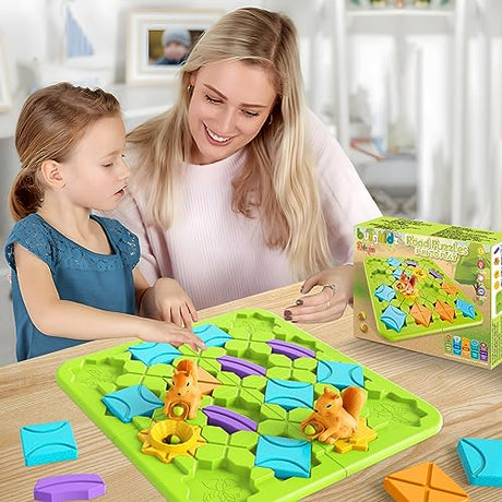 STEM Board Games Kids Toys, Build-A-Track Brain Teaser Puzzles for Kids Ages 4-8 with 118 Challenges & 5 Difficulty Levels Squirrel Logic Track burgkidz