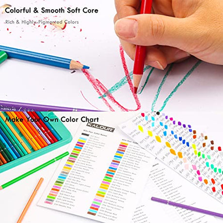 KALOUR Professional Colored Pencils,Set of 240 Colors,Artists Soft Core with Vibrant Color,Ideal for Drawing Sketching Shading,Coloring Pencils for KALOUR