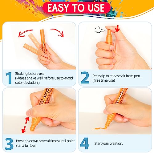 TFIVE Paint Markers Paint Pens - 12 Color Premium Medium Point Acrylic Paint Marker Pens for Rocks Painting, Metal, Ceramic, Glass, Wood, Fabric, TFIVE