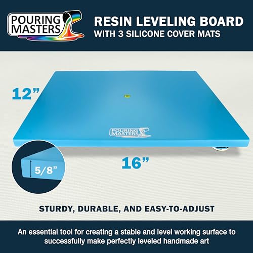 Pouring Masters Leveling Board for Epoxy Resin, 16" x 12", 3 Silicone Cover Mats - Adjustable Precision Leveling Table for Self-Leveling Resin, - WoodArtSupply