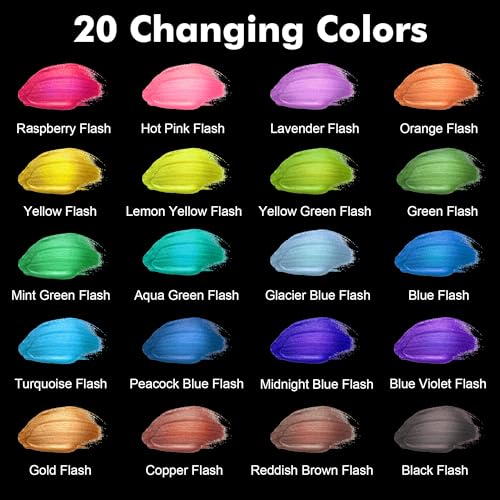 Shuttle Art Color Change Acrylic Paint, 20 Chameleon Colors Acrylic Paint, 60ml/2oz Bottles, Iridescent Paint for Artists, Beginners, Kids Painting & - WoodArtSupply