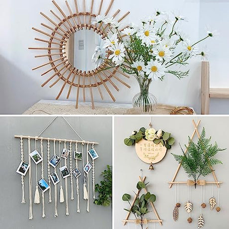 Wooden Dowel Dods Round Wood Dowels, 6 PCS 3/4 x 12" Macrame Dowel Bamboo Sticks for Craft, Unfinished Hardwood Sticks for Crafting, Arts and DIYers Coowayze