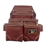 LEATHER GOLD Nail Pouch | Leather Tool Pouch 3350DP, 5 Pockets, Brown, Oil-Tanned Leather, Heavy Duty Carpenter Tool Belt with Reinforced Seams and 2 Leather Gold