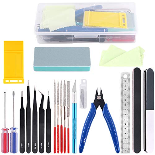 Rustark 21Pcs Modeler Basic Tools Craft Set Hobby Building Tools Kit for Gundam Car Model Building - WoodArtSupply