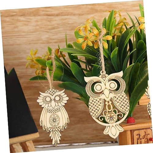 SEWACC 75 Pcs owl Wood Chips Wooden Craft Shapes Unfinished Wood Shapes DIY Handmade Wood Chips Wooden Animal Christmas Ornaments Torch Necklace for SEWACC