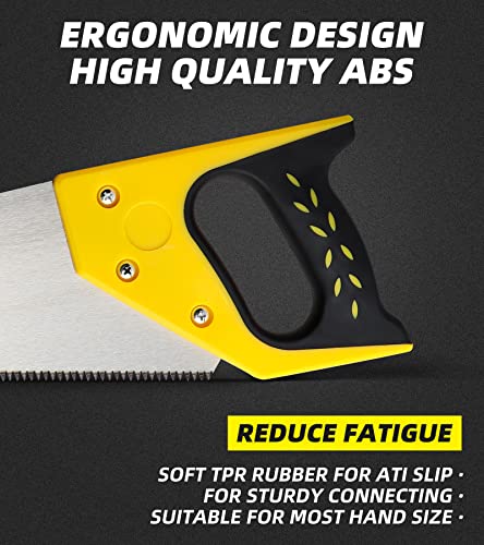 DOWELL 14 in Hand Saw - 11 TPI Fine Cuts Wood Saw Perfect for Sawing, Trimming, Gardening, Cutting Wood, Drywall, Plastic Pipes, Sharp Blade - DOWELL