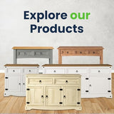 Furniture Dash Solid Wood Buffet Sideboard 51.9" W, 16.9" D, 31.6" H - Wooden Storage Cabinet with 3 Doors & 2 Drawers - Cupboard Console Table, Furniture Dash