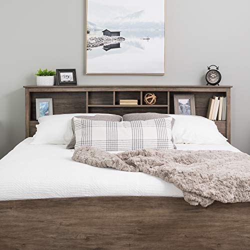 Drifted Gray King Size Bookcase Headboard – Stylish & Space-Saving Design by Prepac Prepac