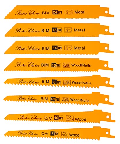 Bates- Reciprocating Saw Blades, 8 Pack, 6 inch, Saw Blade, Reciprocating Saw Blades Wood, Reciprocating Saw Blades Metal, Saw Blades Reciprocating - WoodArtSupply