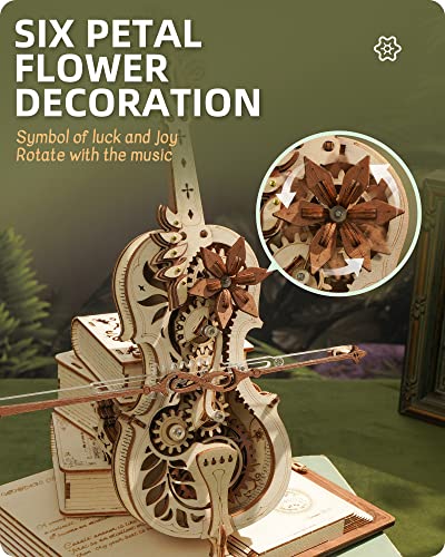 ROKR 3D Wooden Cello Music Box Kit – Creative Puzzle for Adults and Teens ROKR