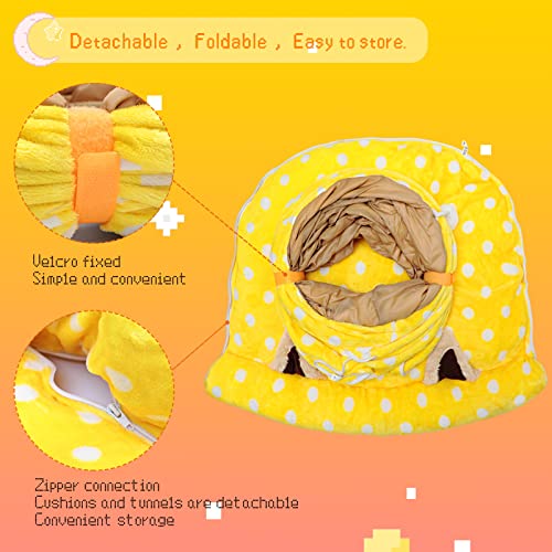 BWOGUE Bunny Tunnel Bed, 2-in-1 Collapsible Tunnel Tubes Toys with Removable Mat Hideout for Cats Kittens Rabbits Guinea Pigs Kitty BWOGUE