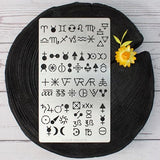 Aleks Melnyk No.398 Metal Stencil, Alchemical Symbols, Small Stencil, 1 PC, Template for Wood Burning, Engraving, Crafting, Scrapbook Aleks Melnyk