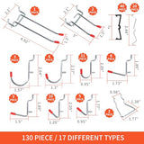 FALPRO 130PCS Pegboard Hooks Assortment - Peg board Hooks for Hanging Tools with Pegboard Bins & Cups,1/8-Inch Pegboard Wall Organizer - Ideal for FALPRO