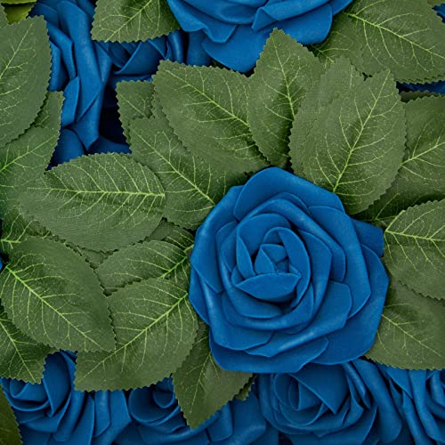 Bright Creations 136-Piece Artificial Flowers Crafting Kit with 60 3-Inch Foam Roses, 60 Stems, and 16 Plastic Leaf Bundles for Table Centerpieces, - WoodArtSupply