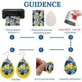 SHUANGART 194 Pcs Sublimation Blank Superfine Glitter Faux Leather Earrings Kit, Blank Vivid Shiny Solid Colors Earrings with Sublimation Paper for WoodArtSupply