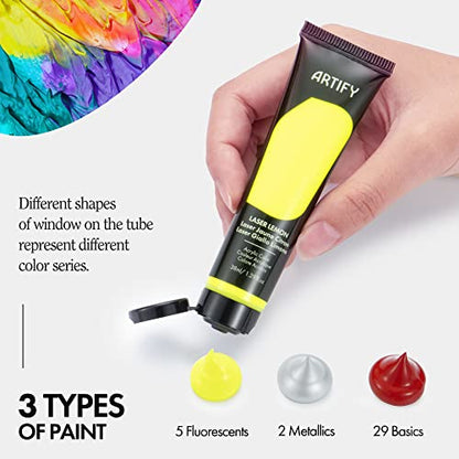 ARTIFY Acrylic Paint, Set Of 36 Color (1.29 oz, 38ml) with a storage box, Rich Pigments, Non Fading, Non Toxic Paints for Artist, Hobby Painters & - WoodArtSupply