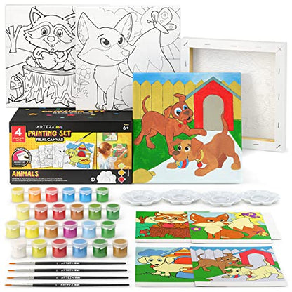 Arteza Kids Painting & Drawing Kit, 75-Piece Artist Bundle - 18 Mini Colored Pencils, 16 Watercolor Cakes, 14 Crayons & 14 Oil Pastels, Art Supplies