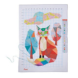 Pack of 2, Fox and Cat Stamped Counted Cross Stitch, Embroidery Beginner Kit with 11 CT Cloth, Needles, Thread Bright Creations