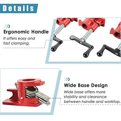 FLKQC 3/4" Wood Gluing Pipe Clamp Set | Pack of 8 Heavy Duty Pipe Clamps Quick Release Metal Pipe Clamp for Woodworking Workbench(8pcs 3/4") FLKQC