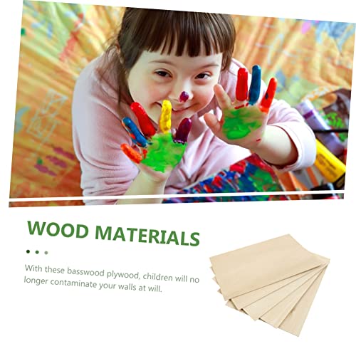 COHEALI 5pcs Board Wood Veneer Plywood Squares Wood Painting Slice Wood Cut Out Unfinished Wood Plaques Unfinished Basswood Thin Plywood Wood Decor COHEALI