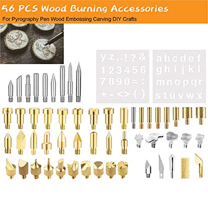 56 PCS Wood Burning Accessories for Pyrography Pen Wood Embossing Carving DIY Crafts