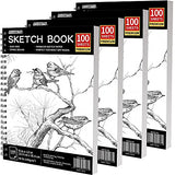 FIXSMITH 9"X12" Sketch Book | 400 Sheets (68 lb/100gsm) Sketchbook| 4 Pack (100 Sheets Each) |Acid Free Drawing Paper | Spiral Bound Sketchpad for FIXSMITH