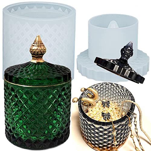 ZQYSING Storage Jar Resin Molds, Large Jar Silicone Molds with Lids Jewelry Trinket Storage Container Vase Box Molds for Epoxy Resin Casting Home ZQYSING