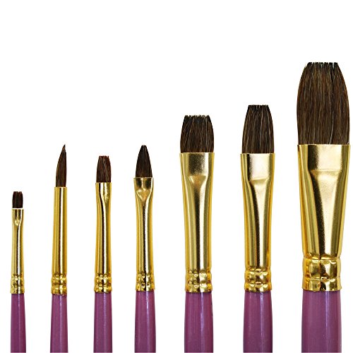 Mont Marte Gallery Series Watercolour Brush Set, 7 Piece. Features a Range of Watercolour Paint Brushes Made from Pony Hair. MONT MARTE