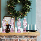 SEWACC Christmas Nutcracker Wooden Nutcracker Ornaments Christmas Decoration Unfinished Nutcracker Figurines Puppet (Pink) SEWACC