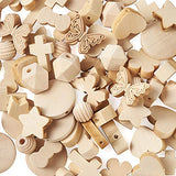 Elecrelive 100pcs/box Assorted Natural Wood Spacer Beads 10 Styles Unfinished Wooden Loose Beads for Arts Crafts DIY Jewelry Making Hole:1.5-3mm EEE ELECRELIVE