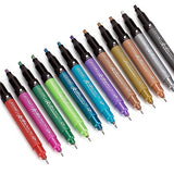ZEYAR Acrylic Paint Pen, Needle Extra Fine and Chisel Point, 12 Metallic Colors, Waterproof Ink, Works on Rock, Wood, Glass, Metal, Ceramic and More ZEYAR