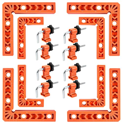 90 Degree Clamp,Positioning Squares,(3" 4") x 8 Right Angle Clamp with 8 Clamp,Corner clamps Woodworking Tool for Pictures Frames, Cabinets, Boxes ZTUKOMN