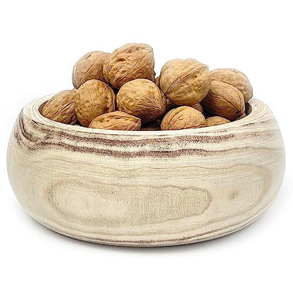 EWEIGEER Wooden Hand-Carved Root Dough Decorative Centerpiece Bowl Paulownia Real Wood Fruit Candy Snack Serving Bowls Holiday Wedding Farmhouse
