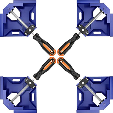 Corner Clamps for Woodworking Set of 4,90 Degree Right Angle Clamps,Aluminum Alloy Square Clamp,Wood Tools for Metal Welding,Photo AFAKE