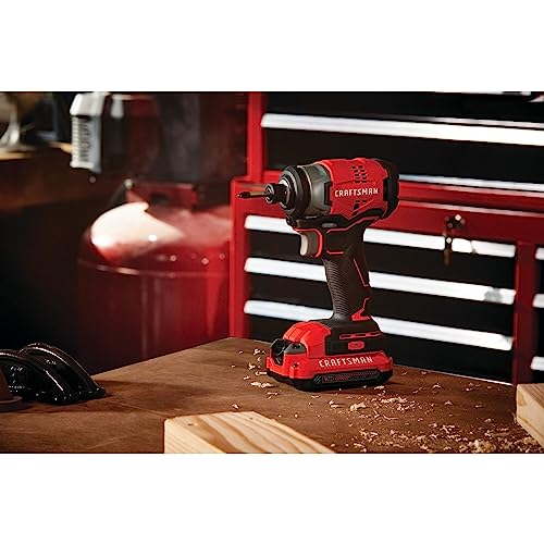 CRAFTSMAN V20 Cordless Impact Driver Kit, 1/4 inch, Battery and Charger Included (CMCF810C1) Craftsman