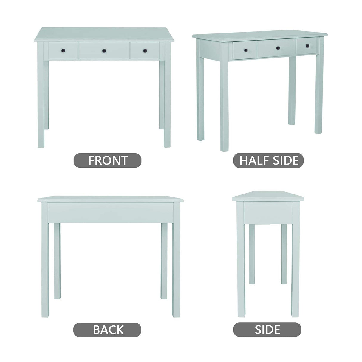 STHOUYN Home Office Small Writing Desk with Drawers Bedroom, Study Table for Adults/Student, Vanity Makeup Dressing Table Save Space Gifts Green STHOUYN