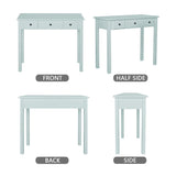 STHOUYN Home Office Small Writing Desk with Drawers Bedroom, Study Table for Adults/Student, Vanity Makeup Dressing Table Save Space Gifts Green STHOUYN