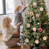 KALLORY 25pcs Natural Wood Slices 2-3 inch Thick Unfinished Wood kit Predrilled with Hole Rope Wooden Circles for Arts Wood Slices Christmas KALLORY