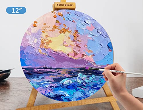 Unfinished Round Birch Wood Canvas Panels Kit, Falling in Art 4 Pack of 2 Sizes 8' and 12' Studio 3/4’’ Deep Cradle Boards for Pouring Art, Crafts, Falling in Art