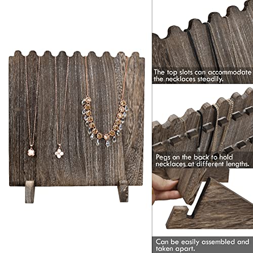 Ikee Design Set of 2 Wood Necklace Jewelry Display Stand for 8 Necklaces, Necklace Display Holder, Wood Plank Necklace Display Stand, Coffee Color Ikee Design