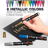 Paint pens for Rock Painting - Wood, Glass, Metal and Ceramic Works on Almost All Surfaces Set of 15 Vibrant Medium tip Oil Paint Marker Pens, Quick ARTIQO