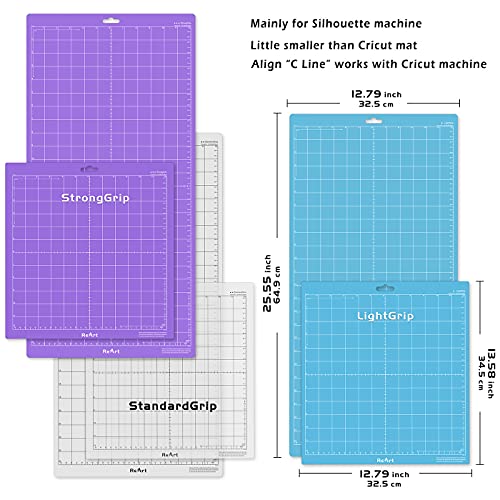 ReArt Cutting Mat Variety 6 Packs for Silhouette Cameo 4/3/2/1 - Strong, Standard, Light Grip, 12in x 12in x 3 Packs, 12in x 24in x 3 Packs. ReArt